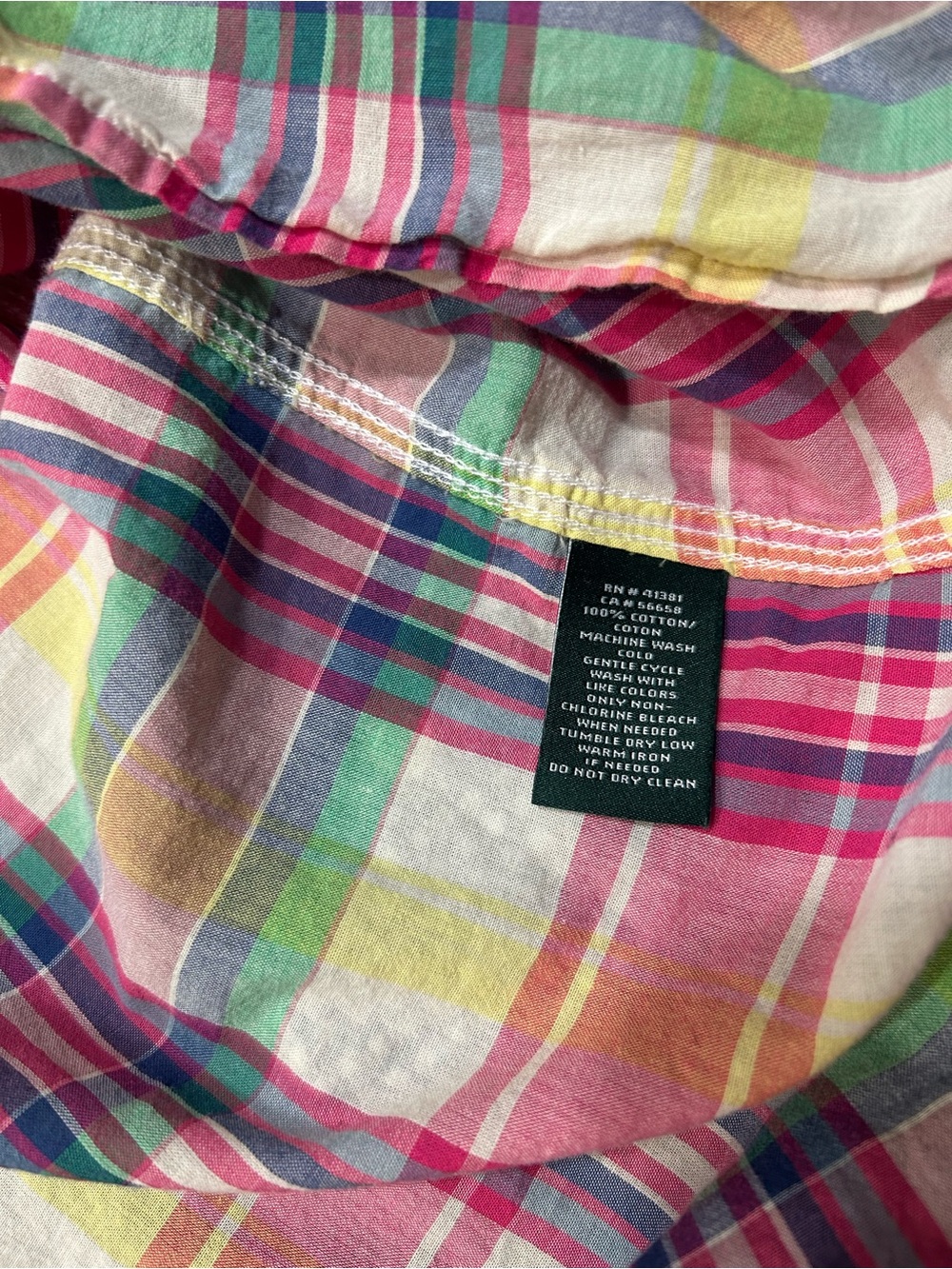 Lauren Ralph Lauren Top Womens Madras Plaid Lightweight Cotton Shirt Medium - Picture 3 of 4